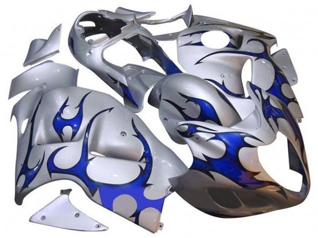 1996-2007 Silver Blue Tribal Suzuki GSXR1000 Motorcycle Fairings Australia