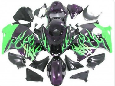 1996-2007 Glossy Black Green Flame Suzuki GSXR1000 Motorcycle Fairings Australia