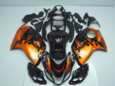 2008-2020 Glossy Black Orange Flame Suzuki GSXR 1300 Hayabusa Motorcycle Fairings Australia