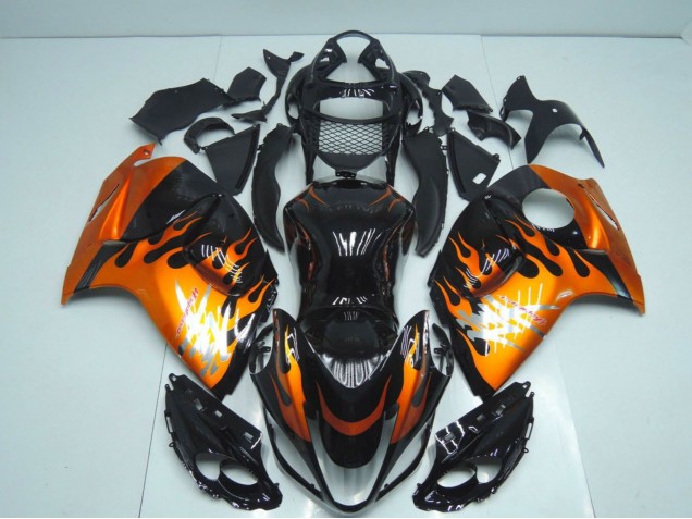 2008-2020 Glossy Black Orange Flame Suzuki GSXR 1300 Hayabusa Motorcycle Fairings Australia