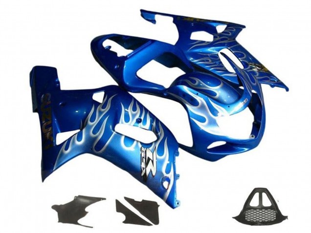 2000-2002 Blue White Flame Suzuki GSXR1000 Motorcycle Fairings Australia