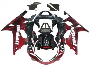 2000-2002 Glossy Black Dark Red Jordan Suzuki GSXR1000 Motorcycle Fairings Australia