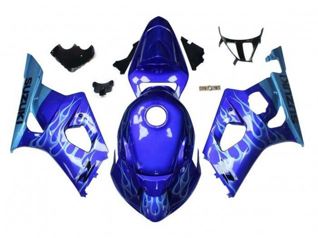 2003-2004 Blue Light Blue White Flame Suzuki GSXR 1000 Motorcycle Fairings Australia