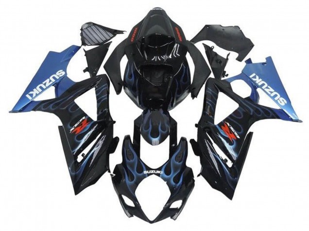 2005-2006 Black Light Blue Flame Suzuki GSXR 1000 Motorcycle Fairings Australia