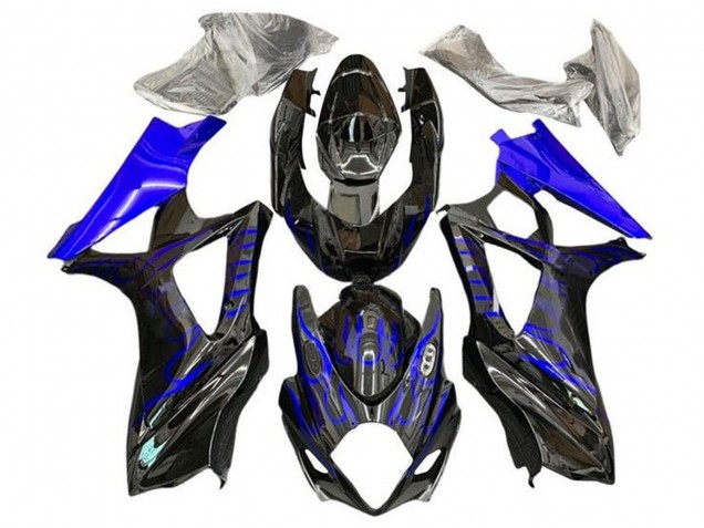 2007-2008 Black Blue Flame Suzuki GSXR 1000 Motorcycle Fairings Australia