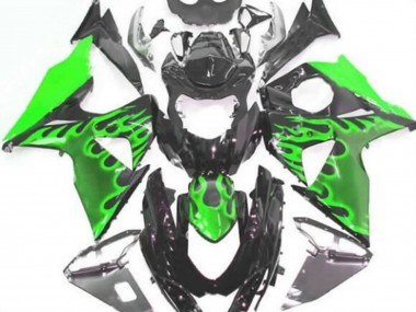 2009-2016 Glossy Black Green Flame Suzuki GSXR 1000 Motorcycle Fairings Australia