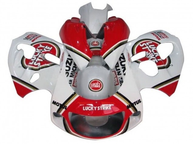 1996-2000 White Red Lucky Strike Suzuki GSXR 600 / GSXR 750 Motorcycle Fairings Australia