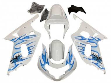 2001-2003 White Blue Flame Suzuki GSXR 600 / GSXR 750 Motorcycle Fairings Australia