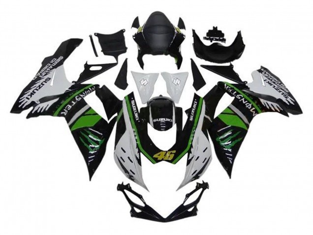 2011-2024 White Green Black Monster 46 Suzuki GSXR 600 / GSXR 750 Motorcycle Fairings Australia