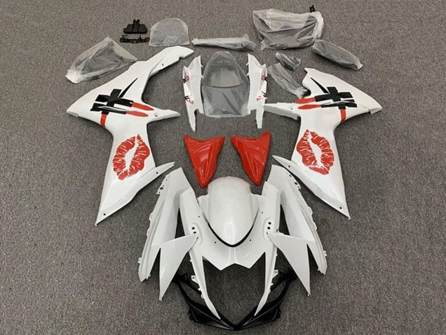 2011-2024 White Red Lipstick Kiss Suzuki GSXR 600 / GSXR 750 Motorcycle Fairings Australia