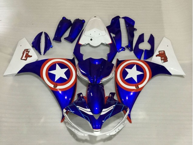2009-2011 Blue White Red Star Captain America Yamaha YZF 1000 R1 Motorcycle Fairings Australia