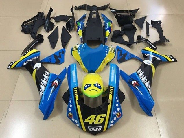 2015-2019 Blue Yellow Black Shark 46 Yamaha YZF 1000 R1 Motorcycle Fairings Australia