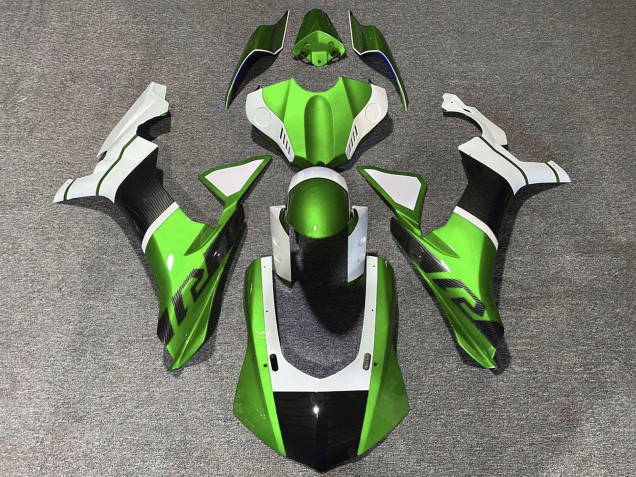 2015-2019 White Green Faux Carbon Fiber Yamaha YZF 1000 R1 Motorcycle Fairings Australia