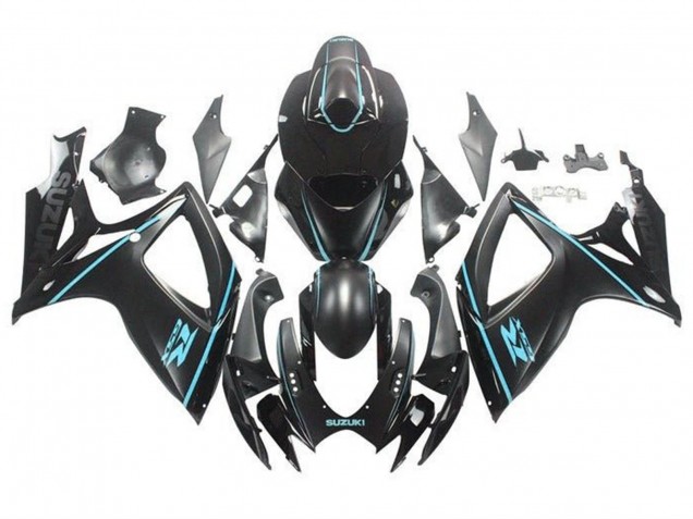 2006-2007 Matte Black Turquoise Blue Suzuki GSXR 600 / GSXR 750 Motorcycle Fairings Australia