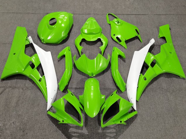 2006-2007 Green White Yamaha YZF R6 Motorcycle Fairings Australia