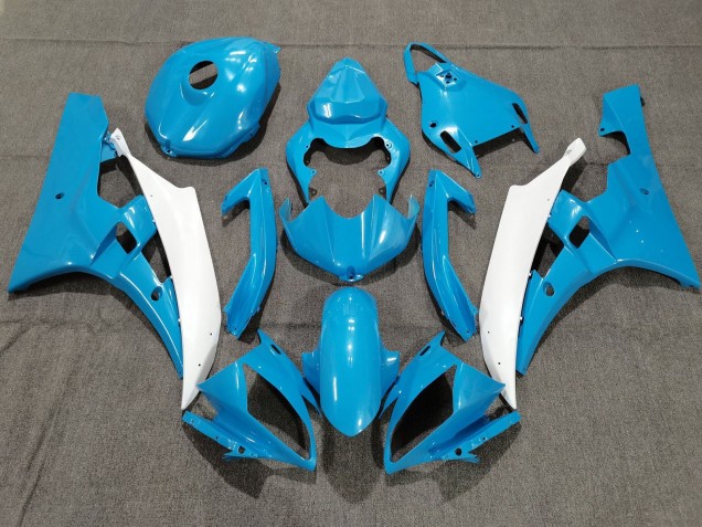 2006-2007 Light Blue White Yamaha YZF R6 Motorcycle Fairings Australia
