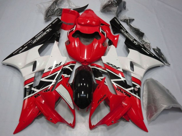 2006-2007 Red White Glossy Black Michelin Motul Yamaha YZF R6 Motorcycle Fairings Australia