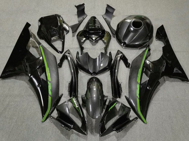 2008-2016 Black Carbon Fiber Style Green Yamaha YZF R6 Motorcycle Fairings Australia