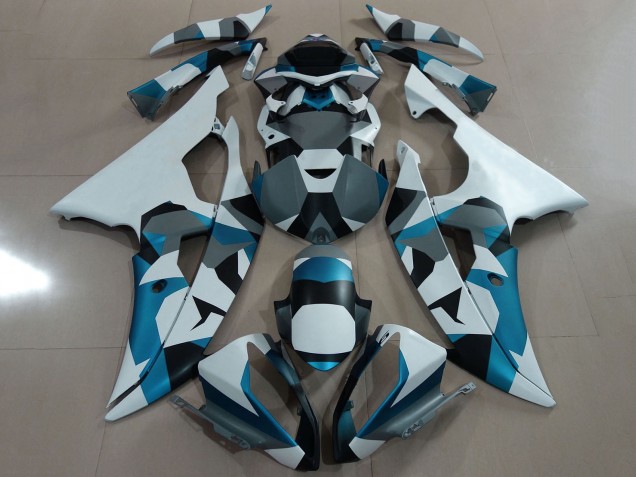 2008-2016 White Blue Grey Black Camouflage Yamaha YZF R6 Motorcycle Fairing Australia