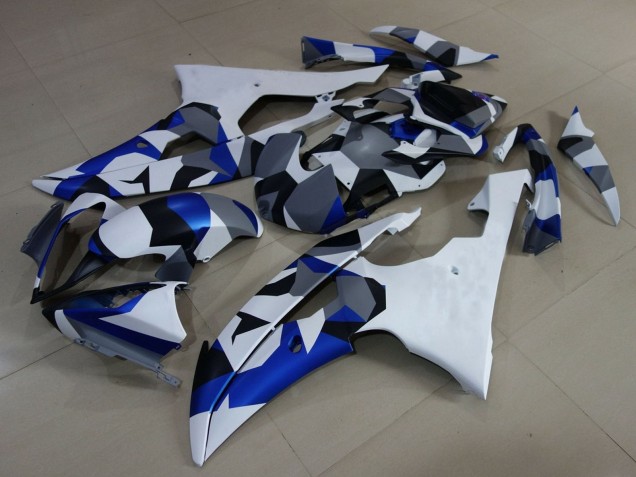 2008-2016 White Blue Grey Camouflage Yamaha YZF R6 Motorcycle Fairings Australia