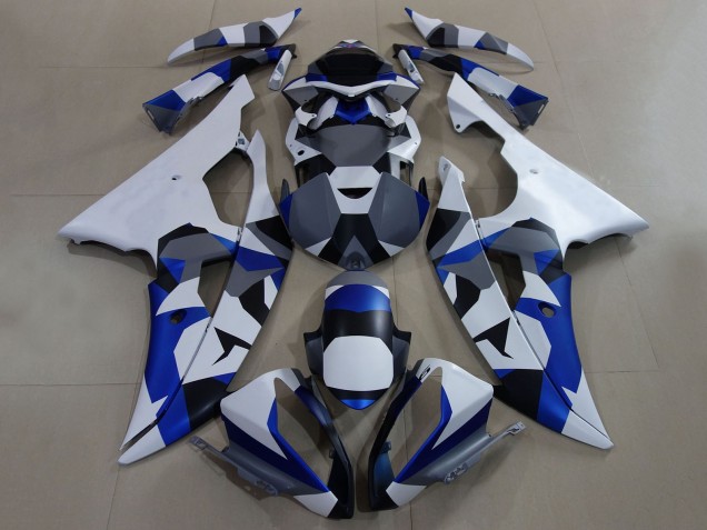 2008-2016 White Blue Grey Camouflage Yamaha YZF R6 Motorcycle Fairings Australia