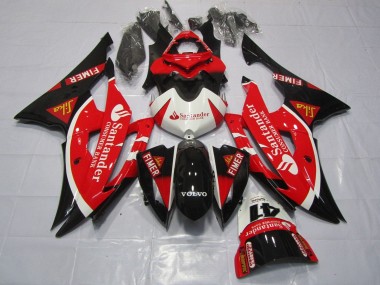 2008-2016 White Red Black Santander Yamaha YZF R6 Motorcycle Fairings Australia