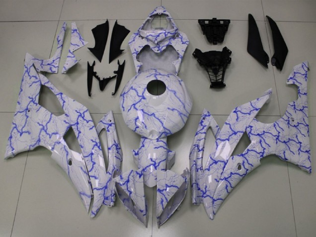 2008-2016 White Blue Lightning Yamaha YZF R6 Motorcycle Fairings Australia
