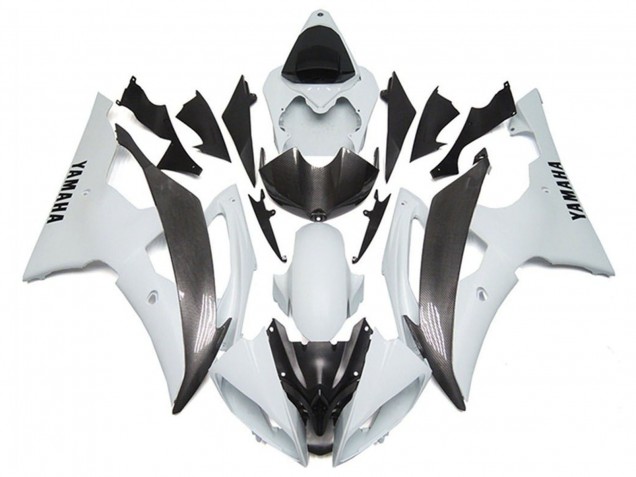 2008-2016 White Faux Carbon Fiber Style Yamaha YZF R6 Motorcycle Fairings Australia