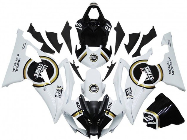 2008-2016 White Black Lucky Strike Yamaha YZF R6 Motorcycle Fairings Australia
