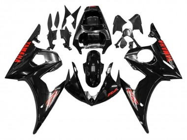 2005 Glossy Black Red Yamaha YZF R6 Motorcycle Fairings Australia