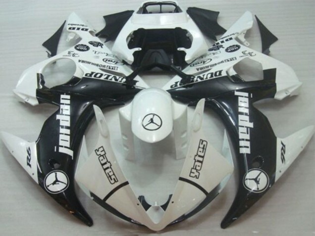2005 White Glossy Black Jordan Dunlop Yamaha YZF R6 Motorcycle Fairings Australia