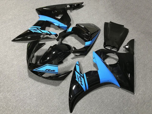 2005 Glossy Black Light Blue Yamaha YZF R6 Motorcycle Fairings Australia