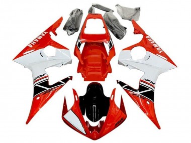 2003-2004 Red White Glossy Black Stripe Yamaha YZF R6 Motorcycle Fairings Australia