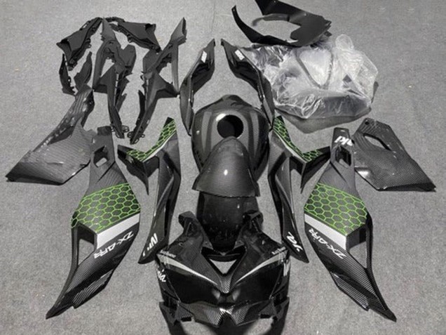 2019-2025 Faux Carbon Fiber Green Grey Kawasaki ZX4R ZX-4RR Motorcycle Fairings Australia