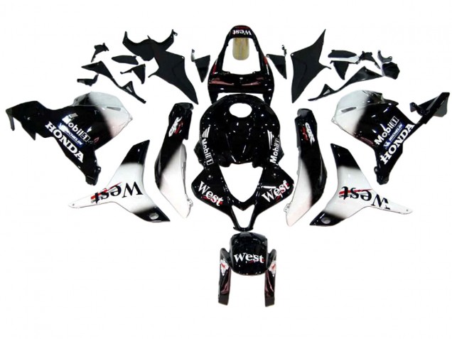 2009-2012 Glossy Black White West Honda CBR600RR Motorcycle Fairings Australia