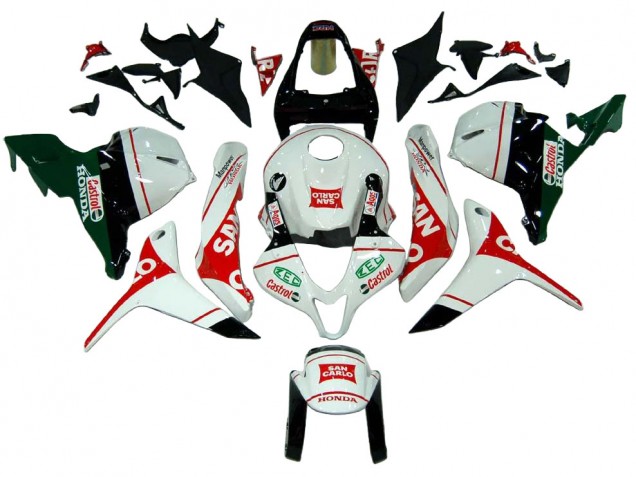 2009-2012 White Red Green Castrol San Carlo Honda CBR600RR Motorcycle Fairings Australia