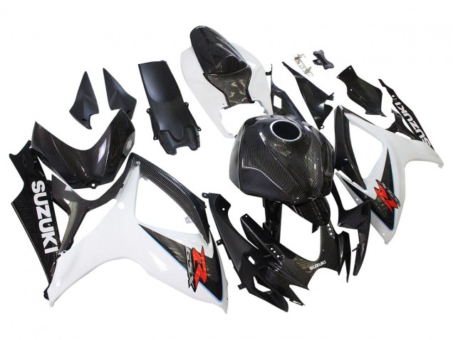 2006-2007 Black White Carbon Fiber Style Suzuki GSXR 600/750 Motorcycle Fairings Australia