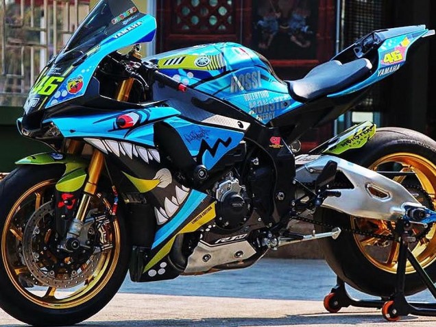 2015-2019 Blue Yellow Shark Yamaha YZF R1 Motorcycle Fairings Australia