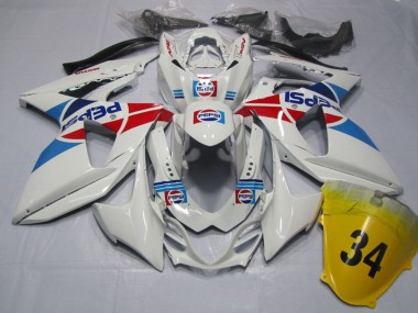 2009-2016 White Blue Red Pepsi 34 Suzuki GSXR 1000 Motorcycle Fairings Australia