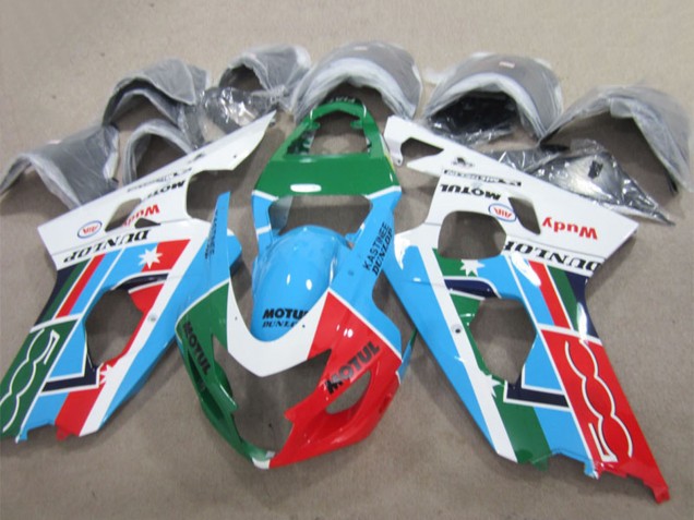 2004-2005 White Blue Green Red Motul Suzuki GSXR 600 Motorcycle Fairings Australia