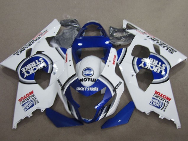 2004-2005 White Blue Lucky Strike Motul Suzuki GSXR 600 Motorcycle Fairings Australia