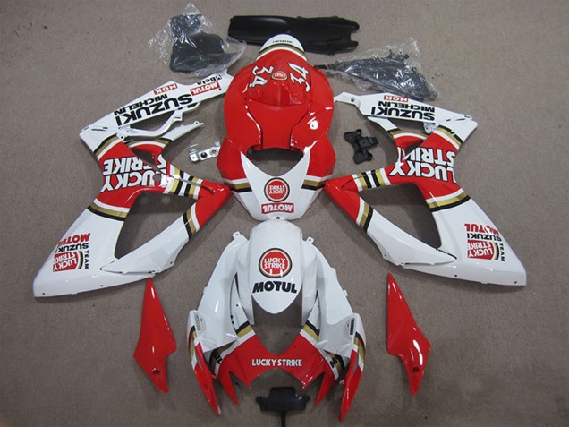 2006-2007 White Red Lucky Strike Motul Suzuki GSXR 600 Motorcycle Fairings Australia