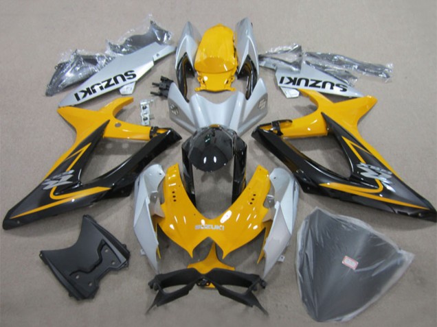 2008-2010 Yellow Silver Glossy Black Suzuki GSXR 600 Motorcycle Fairings Australia