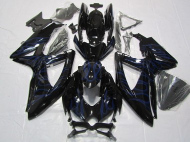 2008-2010 Glossy Black Blue Flame Suzuki GSXR 600 Motorcycle Fairings Australia