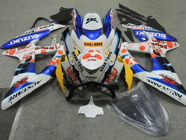 2008-2010 White Blue Orange Alstare Dark Dog Suzuki GSXR 600 Motorcycle Fairings Australia
