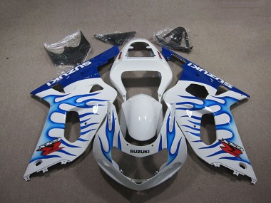 2001-2003 White Blue Flame Suzuki GSXR 750 Motorcycle Fairings Australia