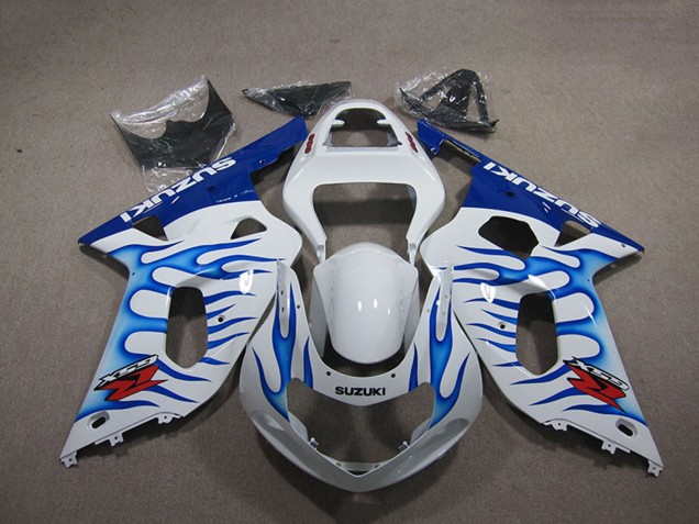 2001-2003 White Blue Flame Suzuki GSXR 750 Motorcycle Fairings Australia
