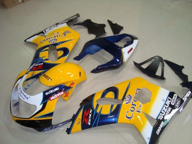 2001-2003 Yellow White Blue Alstare Corona Extra Motul Suzuki GSXR 750 Motorcycle Fairings Australia