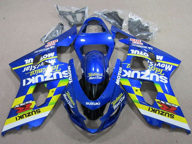 2004-2005 Blue Neon Yellow Telefumica MoviStar Motul Suzuki GSXR 750 Motorcycle Fairings Australia