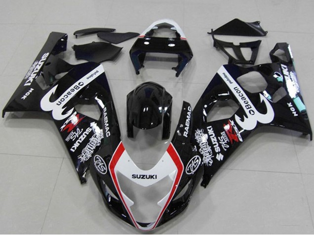 2004-2005 Glossy Black White Red Beacon Suzuki GSXR 750 Motorcycle Fairings Australia